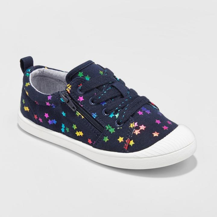 Girls' Aubrey Metallic Rainbow Star Sneakers - Cat & Jack Navy