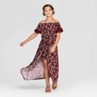 Girls' Off The Shoulder Walk-thru Romper - Art Class Maroon Xs, Girl's, Red