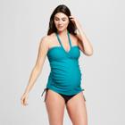 Maternity Braid Front Halter Tankini - Isabel Maternity By Ingrid & Isabel Algae Xxl, Women's, Blue