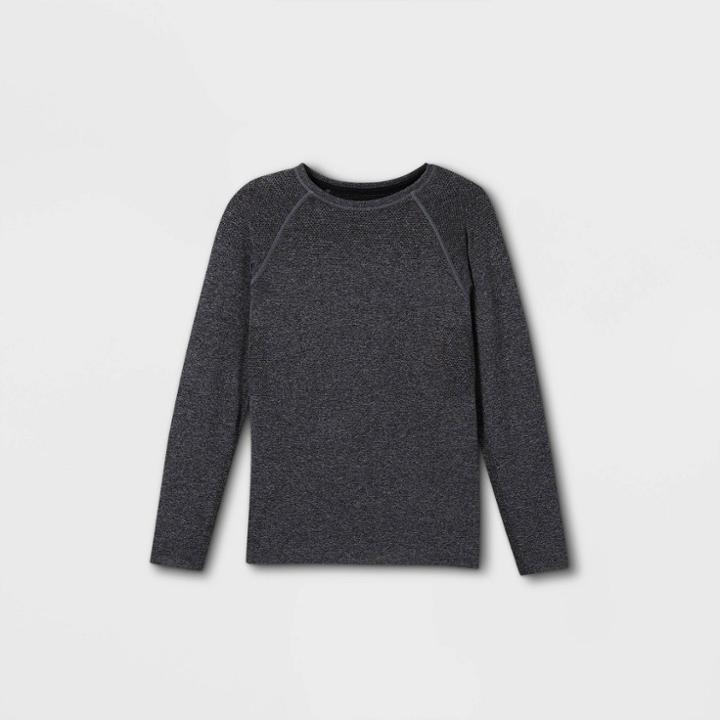 Boys' Long Sleeve Seamless T-shirt - All In Motion Heather Black