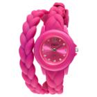 Tko Orlogi Women's Tko Braided Rubber Double Wrap Watch - Pink