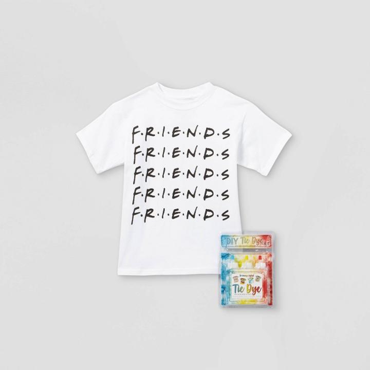 Kids' Friends Short Sleeve Graphic T-shirt With Tie-dye Kit - White