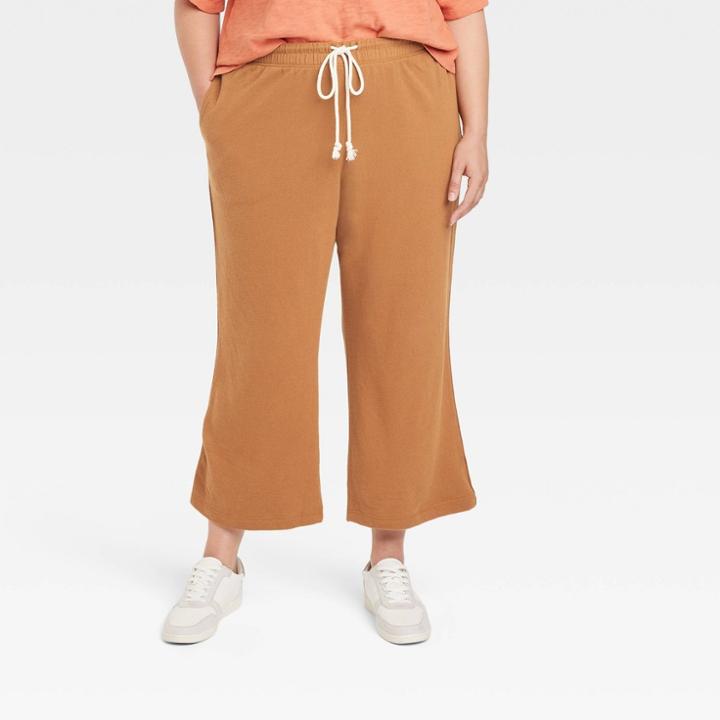 Women's Plus Size High-rise Knit Flare Pull-on Pants - Universal Thread Brown