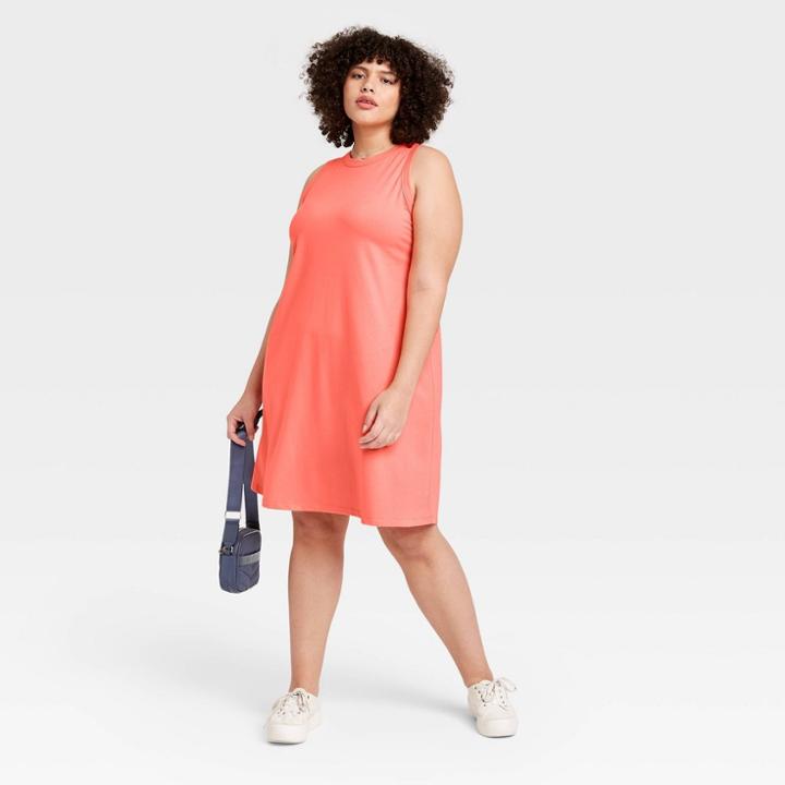 Women's Plus Size Knit Tank Dress - A New Day Dark Peach
