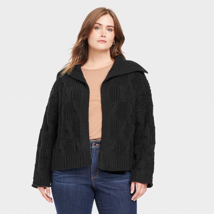 Women's Plus Size Open Layering Cardigan - Universal Thread Black