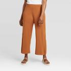 Women's Plus Size Cropped Wide Leg Sweater Pants - A New Day Brown 1x, Women's,