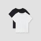 Women's Plus Size Short Sleeve Slim Fit 2pk Bundle T-shirt - A New Day Black/white