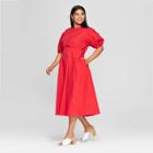 Women's Plus Size Puff Sleeve Midi Dress - Who What Wear Red X