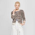 Women's Animal Print Any Day Cardigan Sweater - A New Day Camel