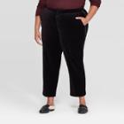 Women's Plus Size Velvet Slim Fit Ankle Pants - A New Day Black