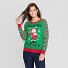 Mighty Fine Women's Sleigh Santa Long Sleeve Sweater (juniors') - Green