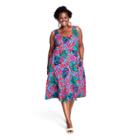 Women's Plus Size Tropical Print Sleeveless Knit Midi Dress - Tabitha Brown For Target Blue/pink