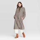 Women's Plaid Single Breasted Top Coat - A New Day Heather Brown M, Women's,