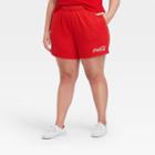 Coca-cola Women's Plus Size Coca Cola Graphic Jogger Shorts - Red