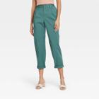 Women's High-rise Pleat Front Straight Leg Ankle Pants - A New Day Teal
