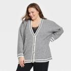 Women's Plus Size Button-front Cardigan - A New Day Dark Gray