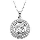 Target Sterling Silver Diamond Accent Angel Medallian Pendant Necklace With 18 Chain, Girl's
