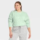 Women's Plus Size Crewneck Cable Stitch Pullover Sweater - A New Day