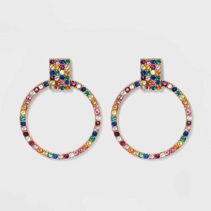 Sugarfix By Baublebar Crystal Doorknocker Hoop Earrings - Rainbow, Women's