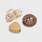 Round Claw Hair Clip Set 3pc - Universal Thread Brown/beige