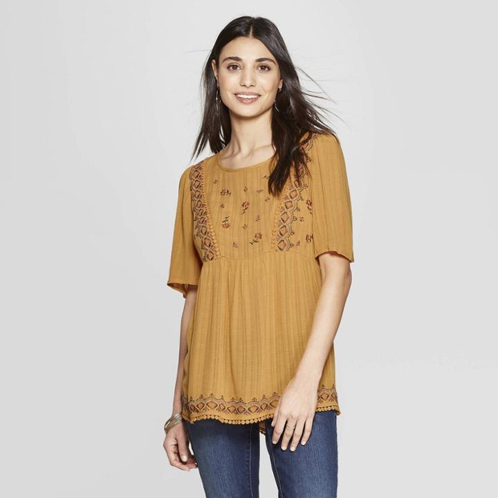 Women's Short Sleeve Crewneck Blouse - Knox Rose Gold