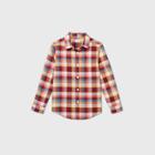 Boys' Poplin Plaid Long Sleeve Button-down Shirt - Cat & Jack Orange/white/yellow
