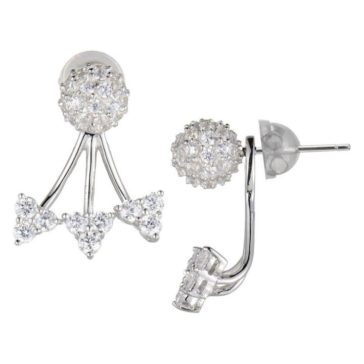 Target Sterling Silver Cz Geometric Front-back Earrings, Girl's