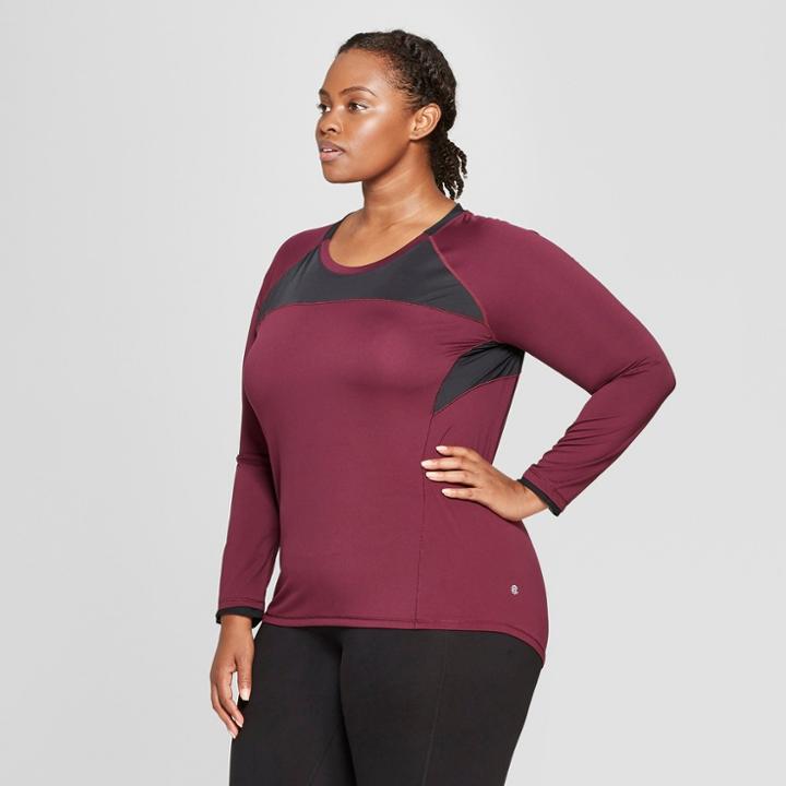 Women's Plus Size Long Sleeve Run T-shirt - C9 Champion Dark Berry Purple