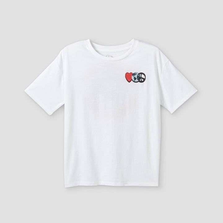 Girls' Oversized Short Sleeve Graphic T-shirt - Art Class White