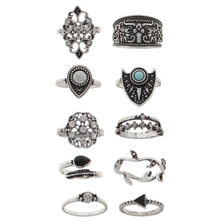 Target Women's Ring Ten Pack Geo Shape With Stones -
