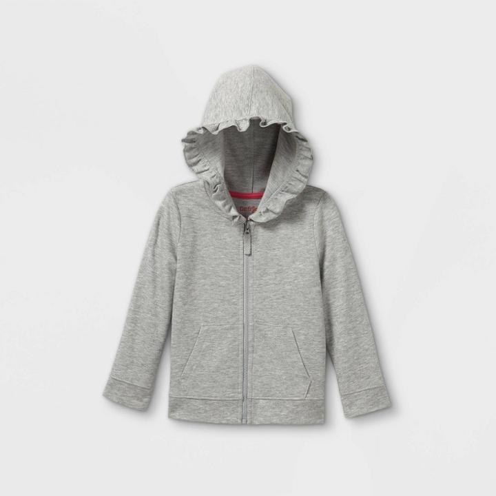 Toddler Girls' Zip-up Hoodie Sweatshirt - Cat & Jack Gray
