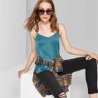 Women's V-neck Woven Slip Cami - Wild Fable Teal