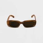 Women's Narrow Plastic Rectangle Sunglasses - A New Day Beige