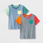 Toddler Boys' 2pk Colorblock Pocket T-shirt - Cat & Jack Blue/gray 12m, Toddler Boy's,