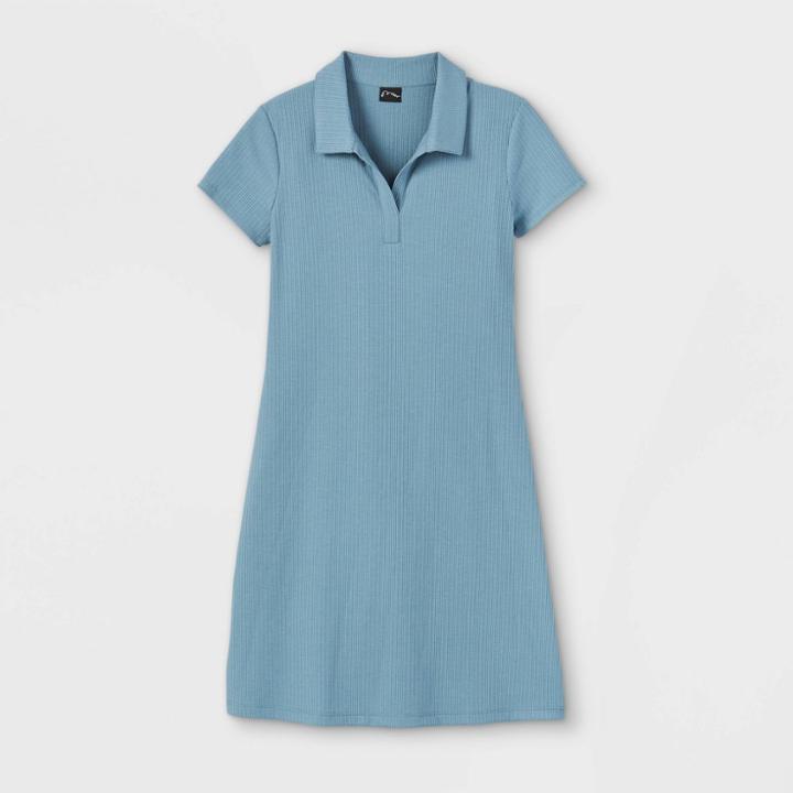 Girls' Short Sleeve Polo Dress - Art Class Blue