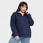 Women's Plus Size Quarter Zip Sweatshirt - A New Day Navy Blue