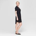 Women's Short Sleeve Crepe Shirtdress - A New Day Black