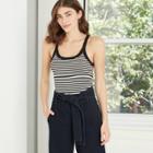 Women's Striped Slim Fit Scoop Neck Tank Top - A New Day Black/white