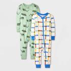 Baby Boys' 2pk Truck & Cars Tight Fit Pajama Romper - Cat & Jack Green