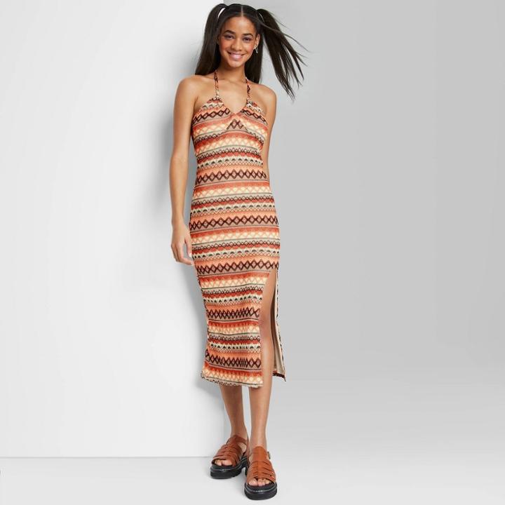 Women's Crochet Slip Dress - Wild Fable Peach Orange