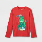 Boys' Christmas Dinosaur Graphic Long Sleeve T-shirt - Cat & Jack Bright Red