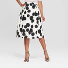 Women's Polka Dot Birdcage Midi Skirt - Who What Wear Cream/black 8, Ivory/black Polka Dot