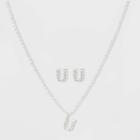 Initial U Crystal Jewelry Set - A New Day Silver, Women's