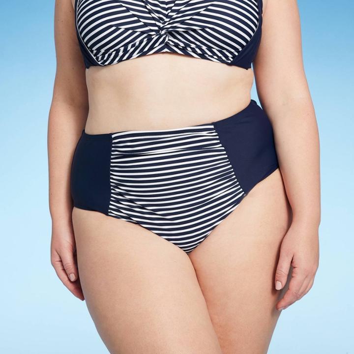 Women's Plus Size High Waist Bikini Bottom - Kona Sol Navy X, Blue