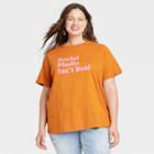Women's Plus Size Short Sleeve Graphic T-shirt - Ava & Viv Copper Letters 1x, Brown