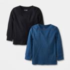 Toddler Boys' 2pk Long Sleeve Jersey Knit Crewneck T-shirt - Cat & Jack Black/blue