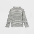 Toddler Girls' Rib Mock Neck Long Sleeve T-shirt - Art Class Black/white