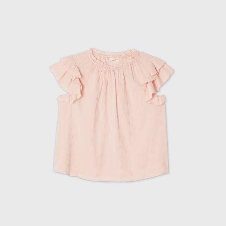 Women's Plus Size Floral Short Sleeve Embroidered Top - Universal Thread Blush Pink
