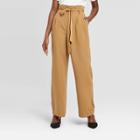 Women's High-rise Ankle Length Paperbag Pants - A New Day Brown