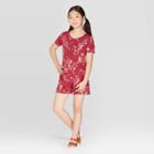 Target Girls' Short Sleeve Romper - Art Class Burgundy